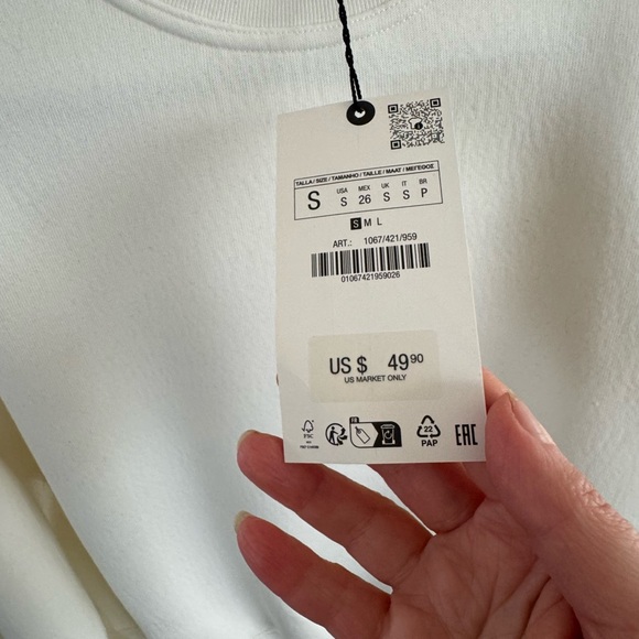 Zara Off-White Ribbed Collar Top - Picture 5 of 6